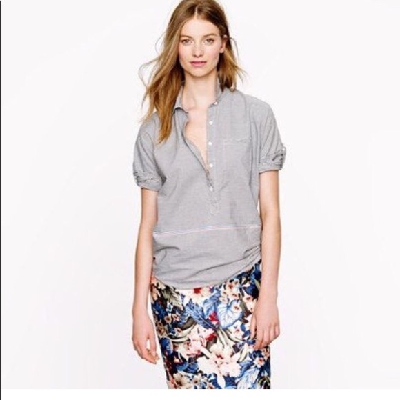J. Crew Tops - J. Crew Boyfriend Popover Placed Striped Shirt 6